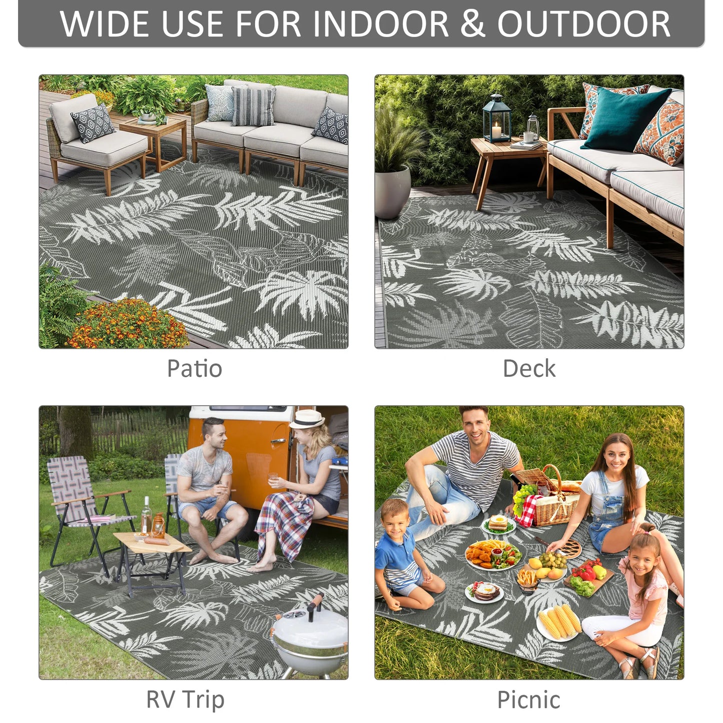 Outdoor Rug, Waterproof, Reversible