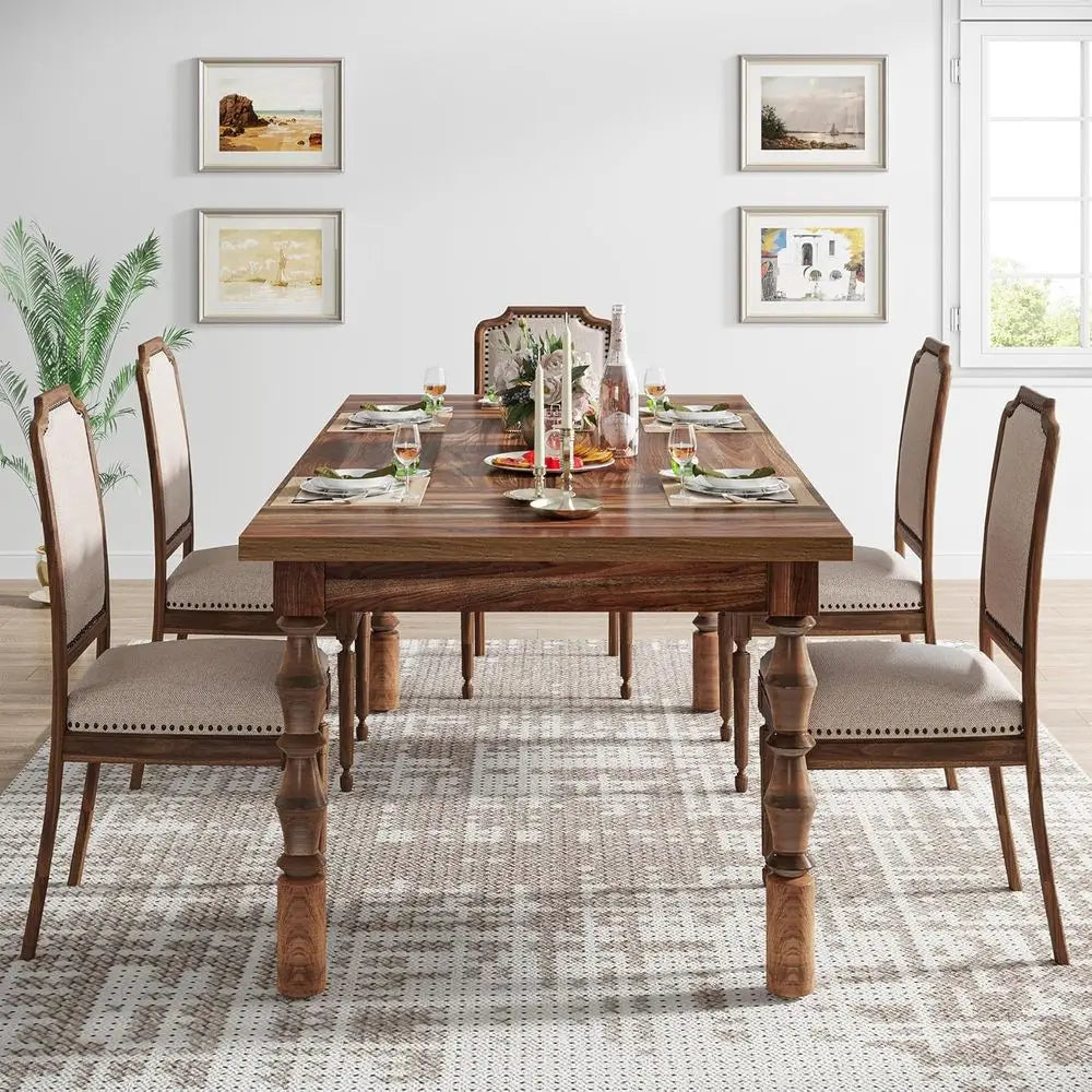 62” Farmhouse Dining Table for 4-6 People