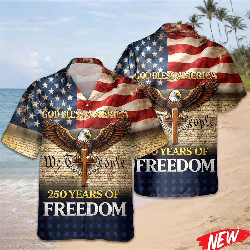 America 250 Years of Freedom Hawaiian Shirt Celebrating 250th Anniversary United States Short Sleeve