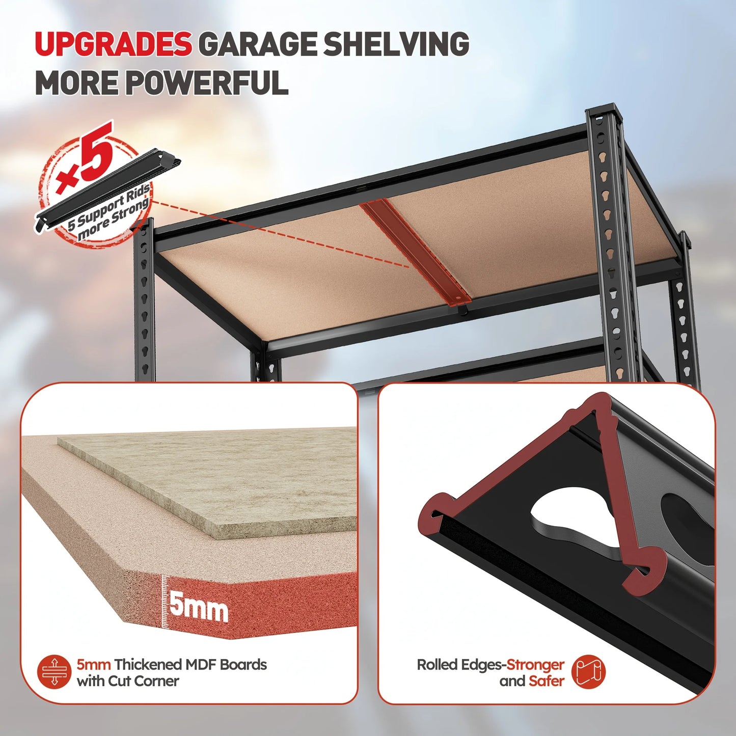 5-Tier Heavy-Duty 2000 Capacity Metal Storage Shelf Unit - Adjustable 72"H x 35.5"W x 15.8"D