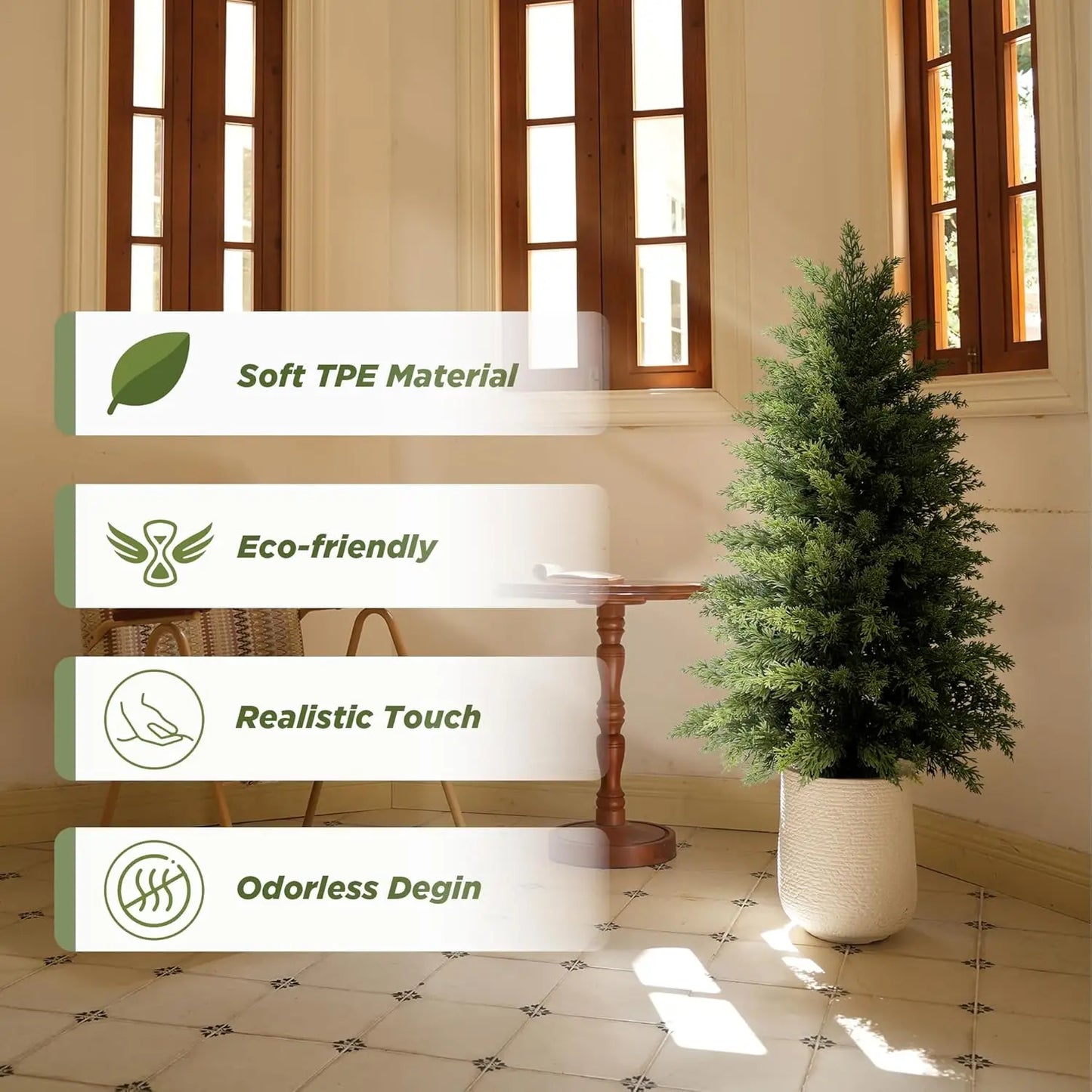 2‑Pack Artificial Cedar Trees – 3ft UV‑Resistant Outdoor Faux Evergreens