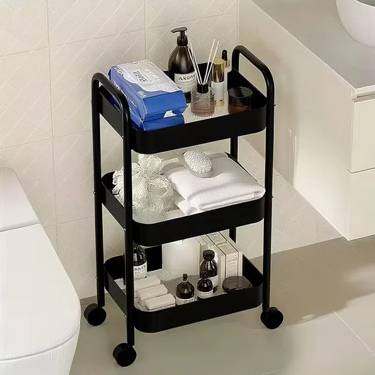 3/4‑Tier Multi‑Functional Rolling Cart – Large‑Capacity Mobile Storage Trolley with Wheels for Kitchen, Bathroom & Bedroom