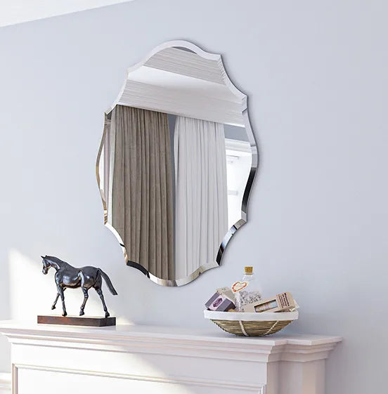 Frameless Geometric Wall Mirror – Beveled Art Glass