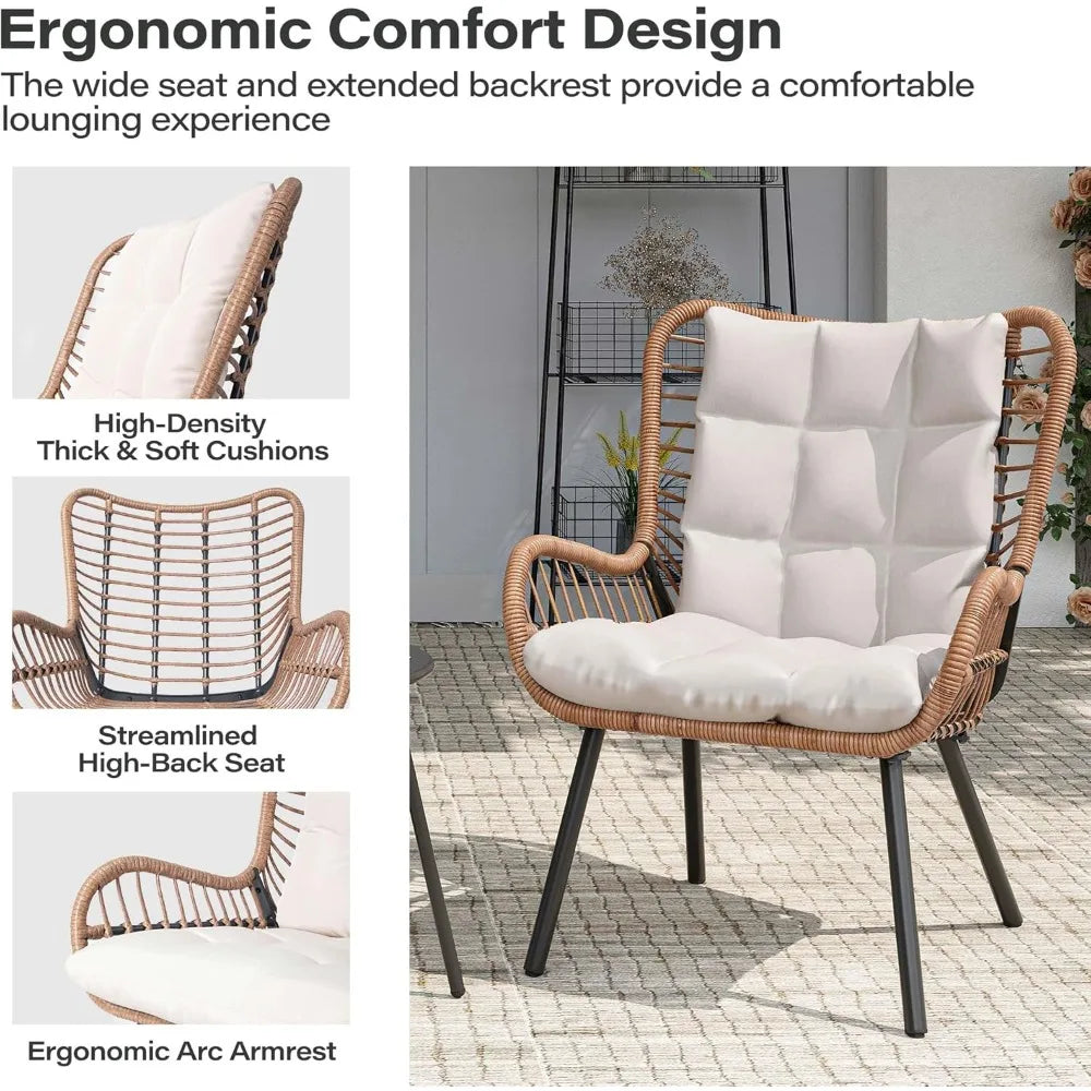 Small Patio Furniture Set with Coffee Table and Thick Cushions