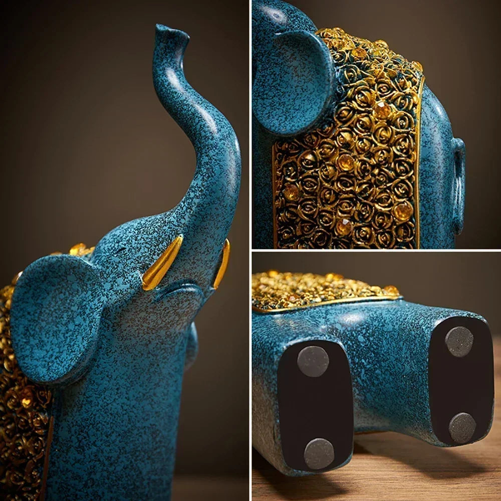 2PCS Retro Resin Elephant Ornaments – Creative Home Office Desktop & Bookshelf Decorations