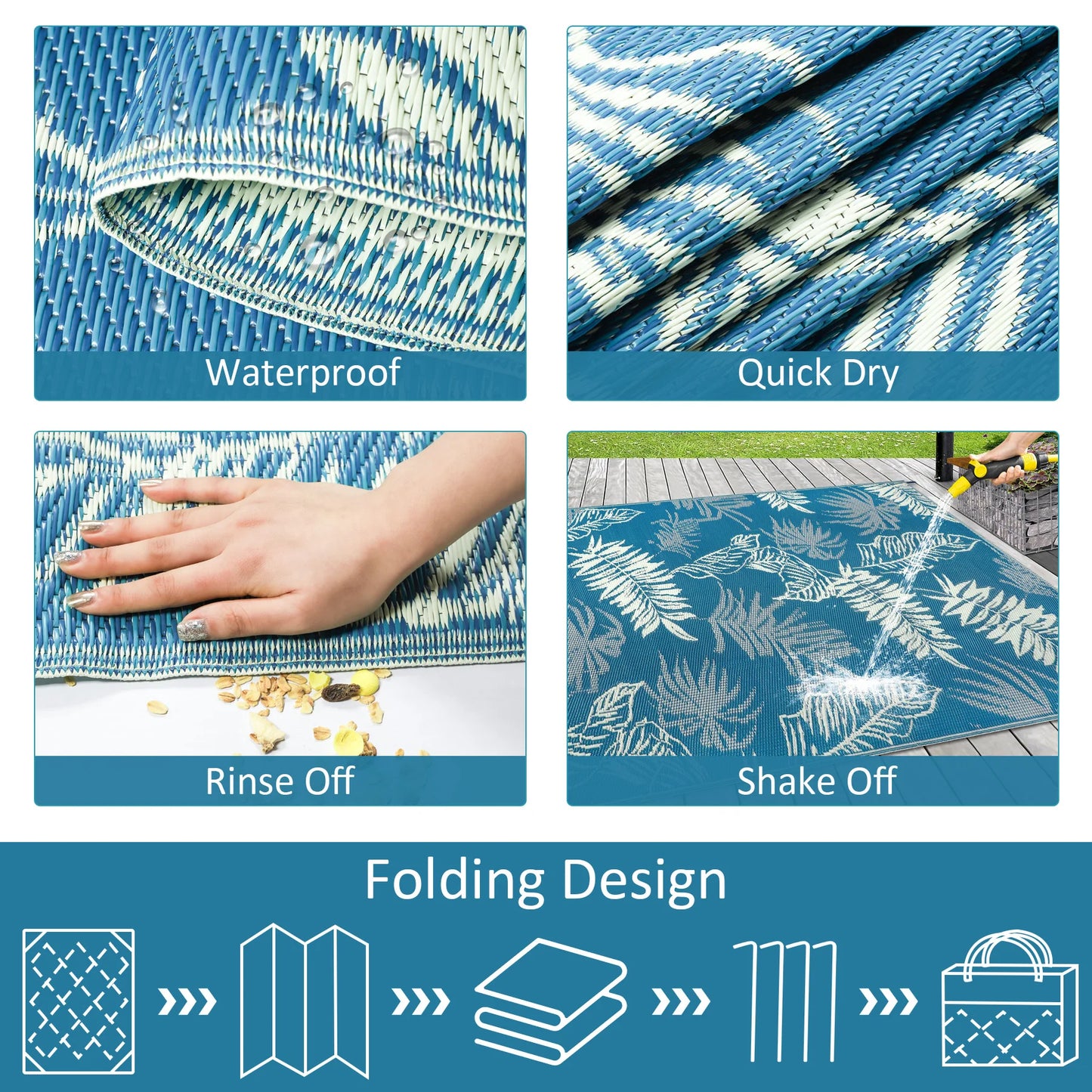 9‘x12' Outdoor Rug Waterproof, for  Indoor/Outdoor