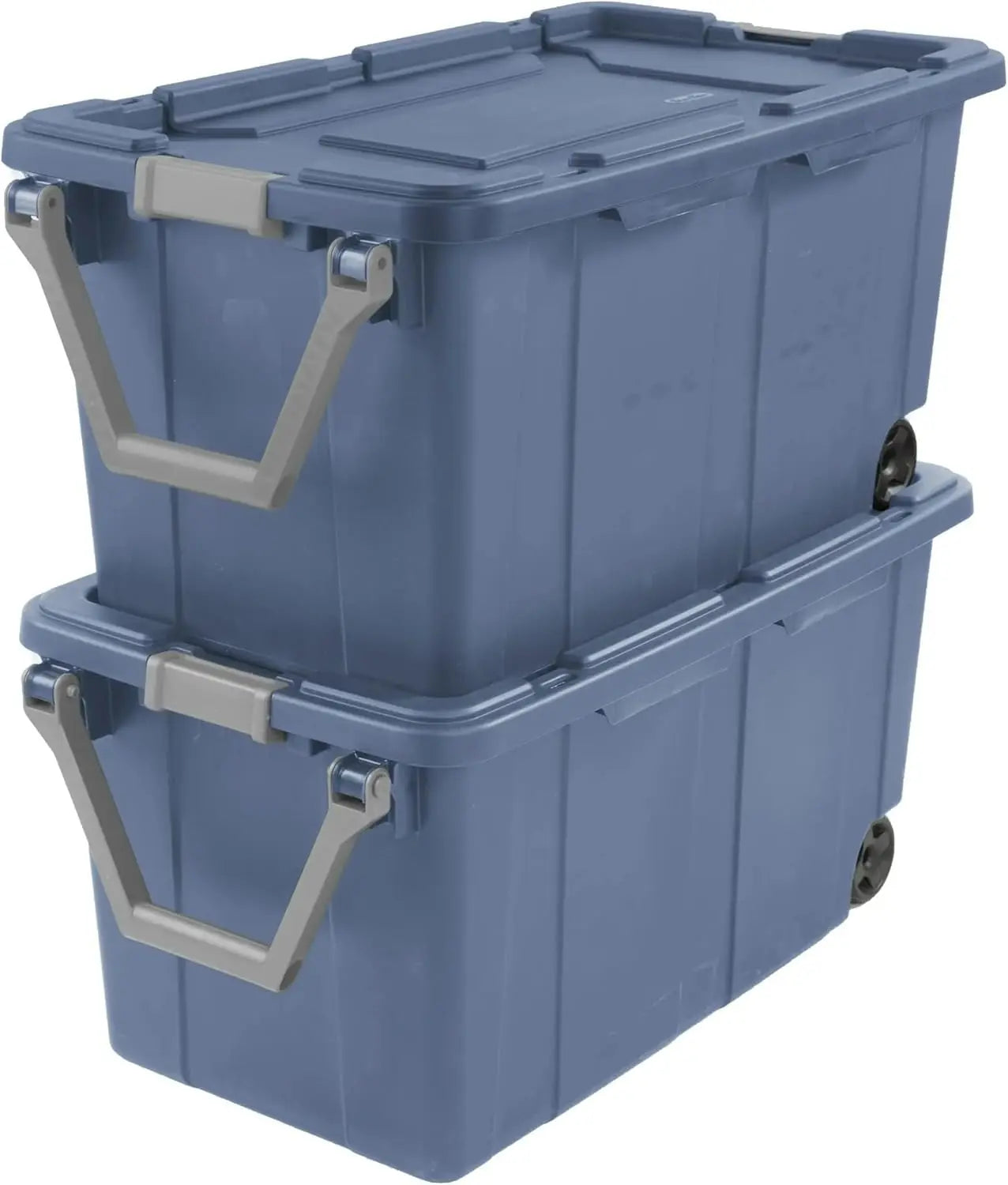 40‑Gallon Plastic Storage Box with Wheels – Heavy‑Duty Industrial Tote (2‑Pack)