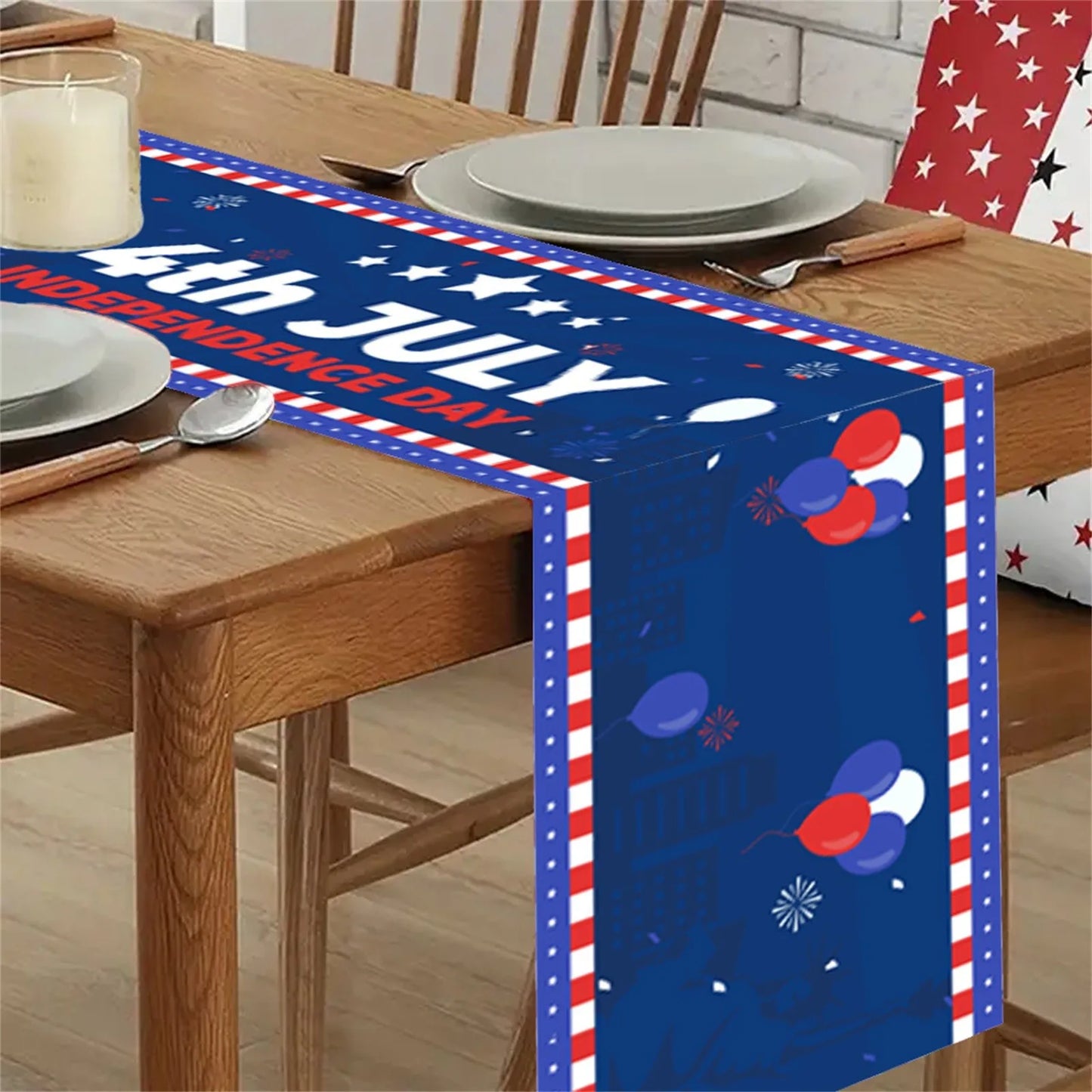 American Flag Table Runner – 4th of July Patriotic Table Décor for Independence Day