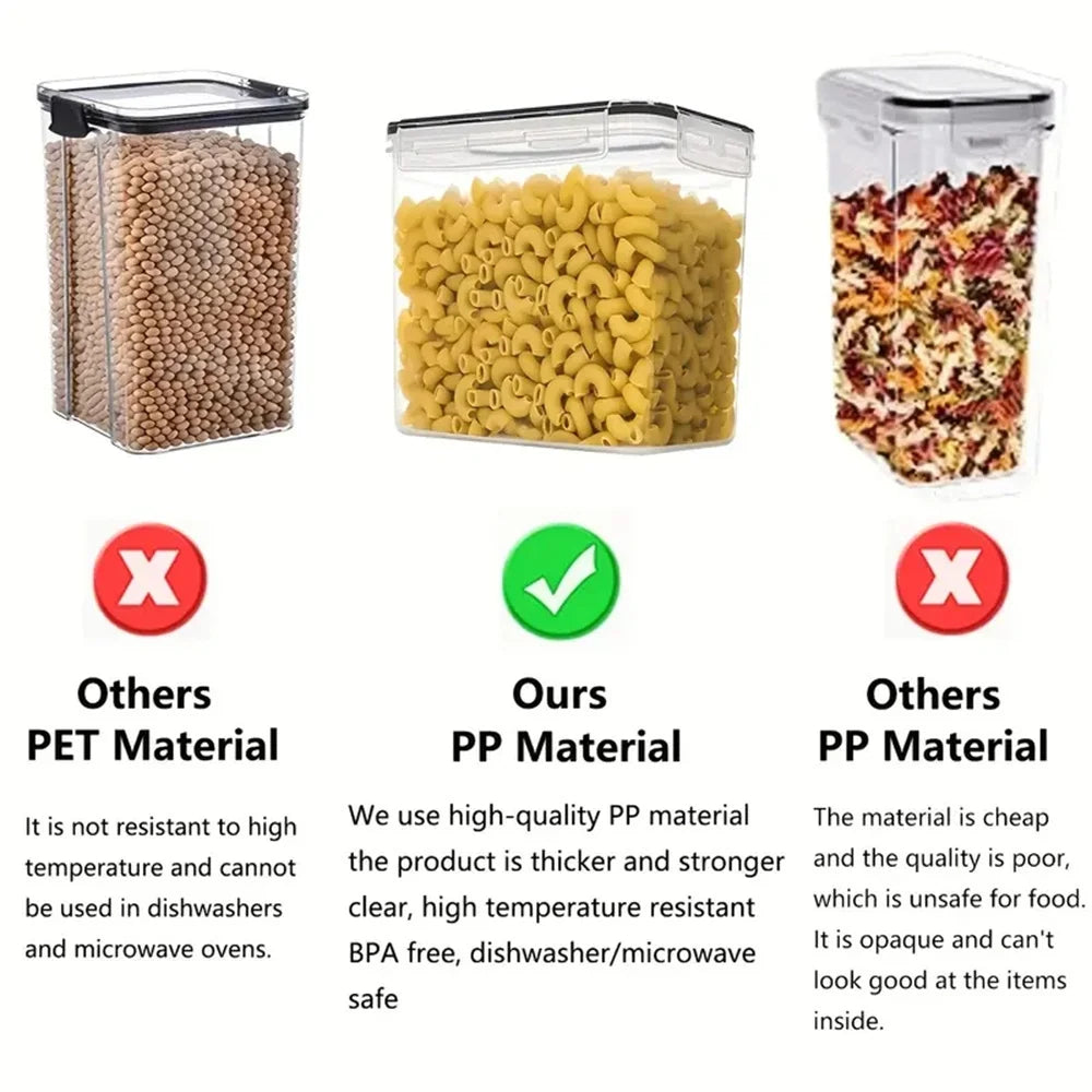 7pcs Food Container Set BPA Free Plastic Airtight Storage Box With 10stickers and Pen