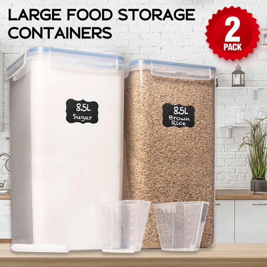 8.7L Airtight Pantry Containers (2‑Pack) – Large Food Storage Bins for Cereal, Flour, Sugar & More