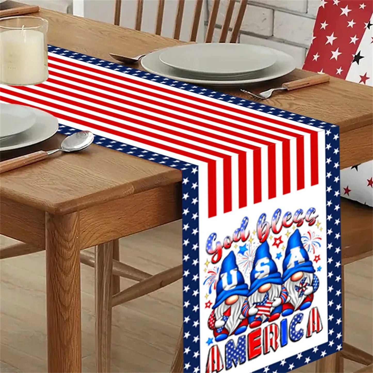 American Flag Table Runner – 4th of July Patriotic Table Décor for Independence Day