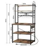 Power Bakers Rack with Support Bar – Kitchen Storage Shelf with Hooks for Dishes & Spice Bottles