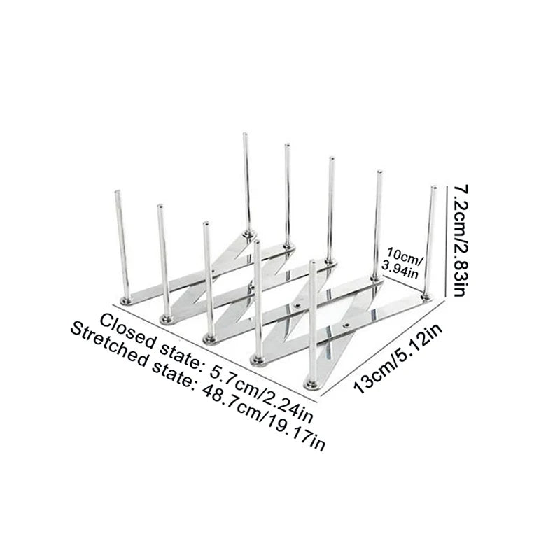 Expandable Stainless Steel Lid Organizer – Adjustable Pan & Plate Rack