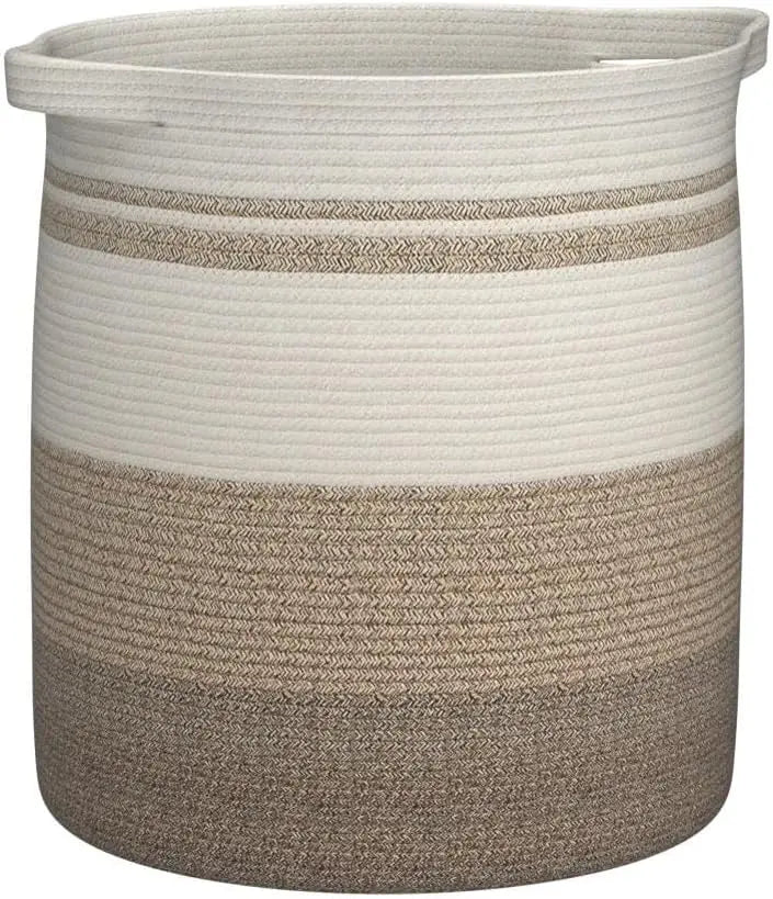 Woven Laundry Basket with Handles – Decorative Storage Bin for Living Room, Toys & Blankets