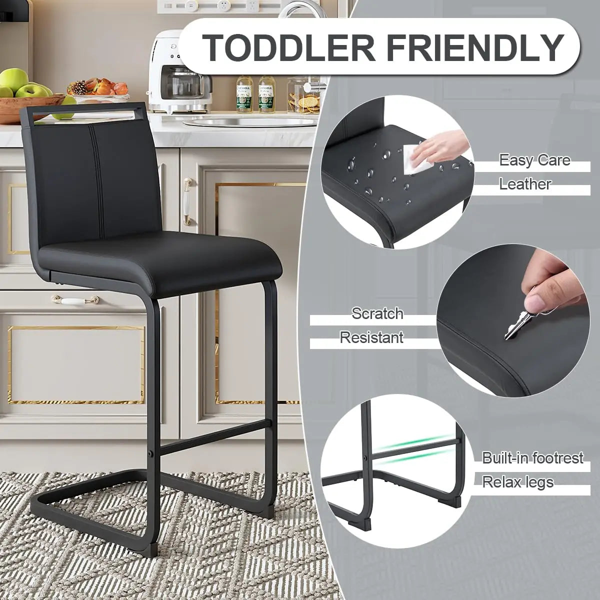 Counter Height Bar Stools Set of 4 - 25'' with Back