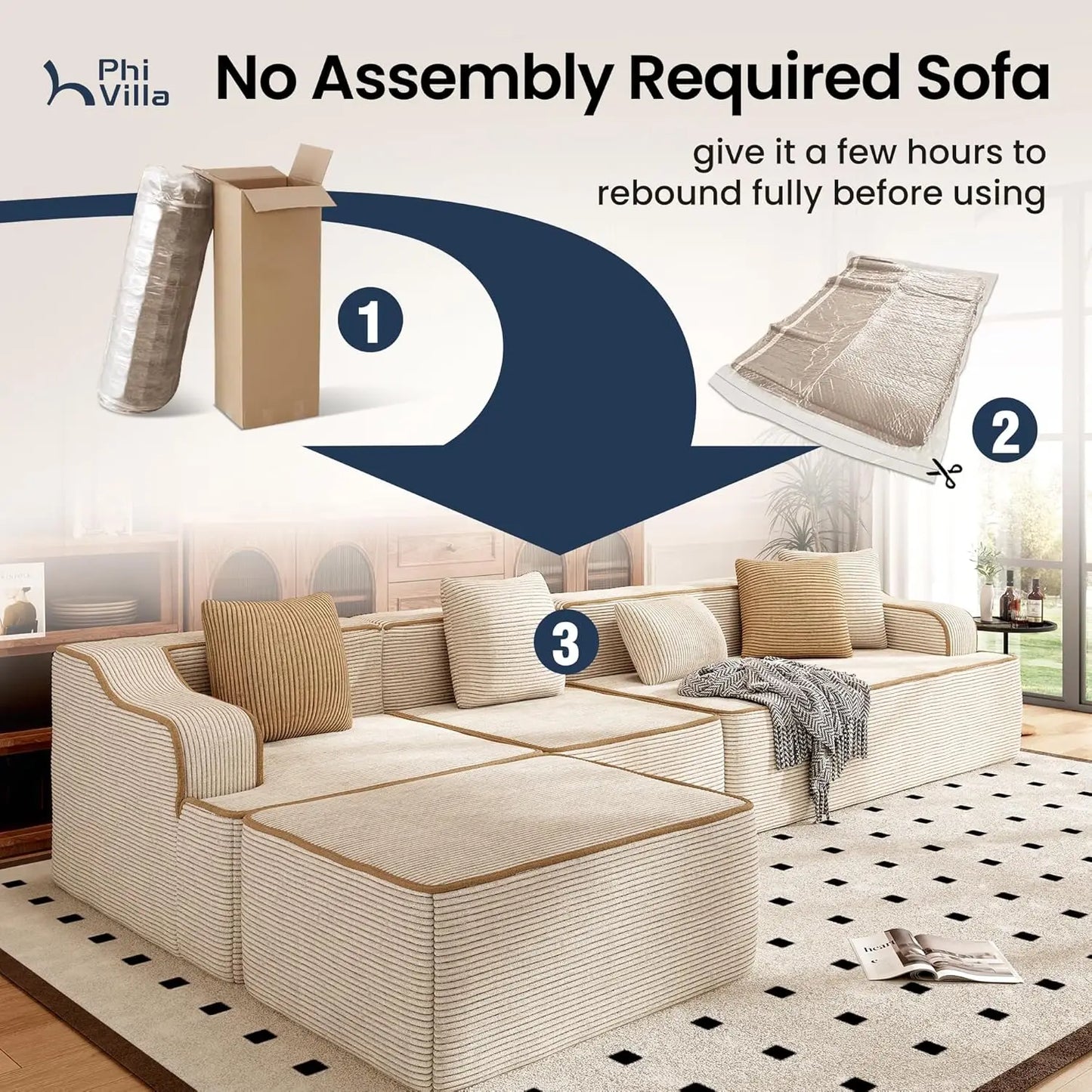 104" L‑Shaped Sectional Sofa – Modern Deep‑Seating Design
