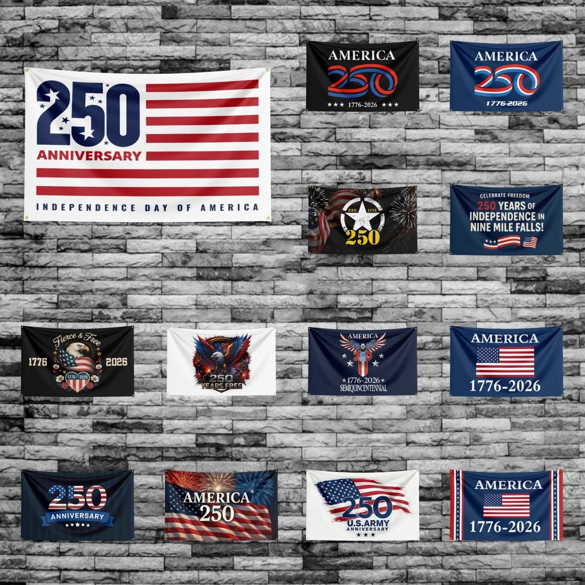 US 250th Anniversary 1776 2026 Semiquincentennial Flag, Independence Day Flag, 250 Years US Birthday Outdoor Flag