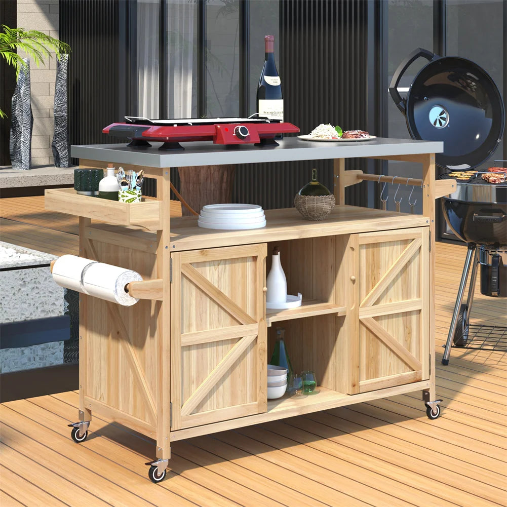 Mobile Outdoor Bar Cart – Portable Beverage Station with Built‑In Storage