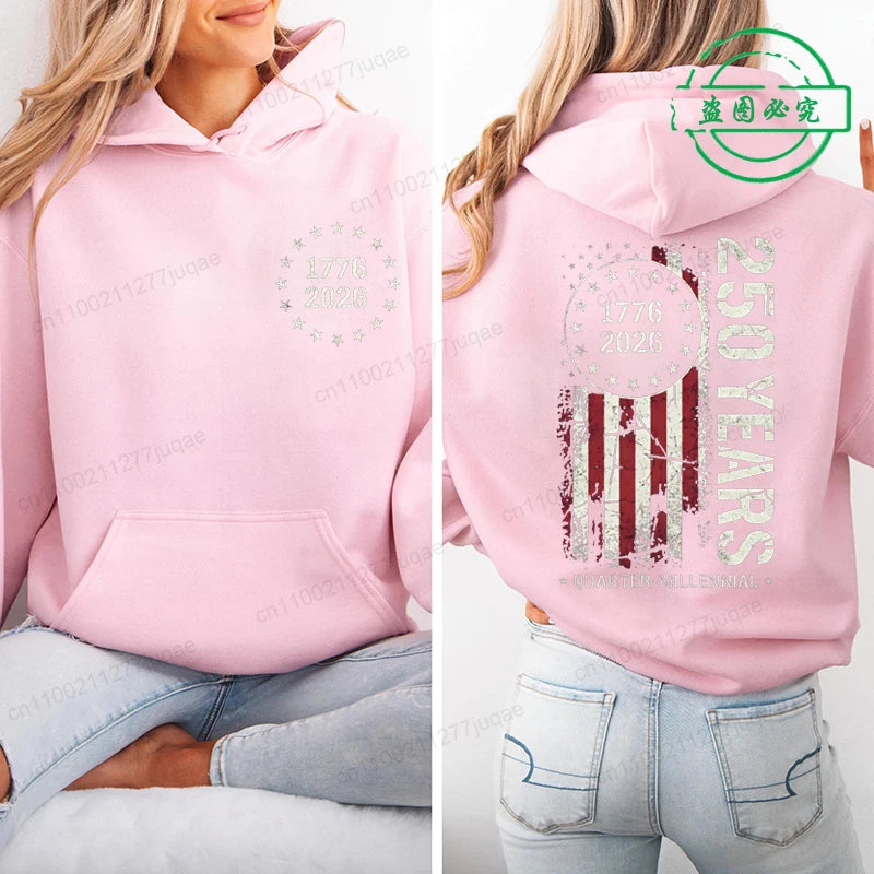 America 250th Anniversary Printed Women/Men Hoodies Sportwear - Fleece Hoodie 1776–2026