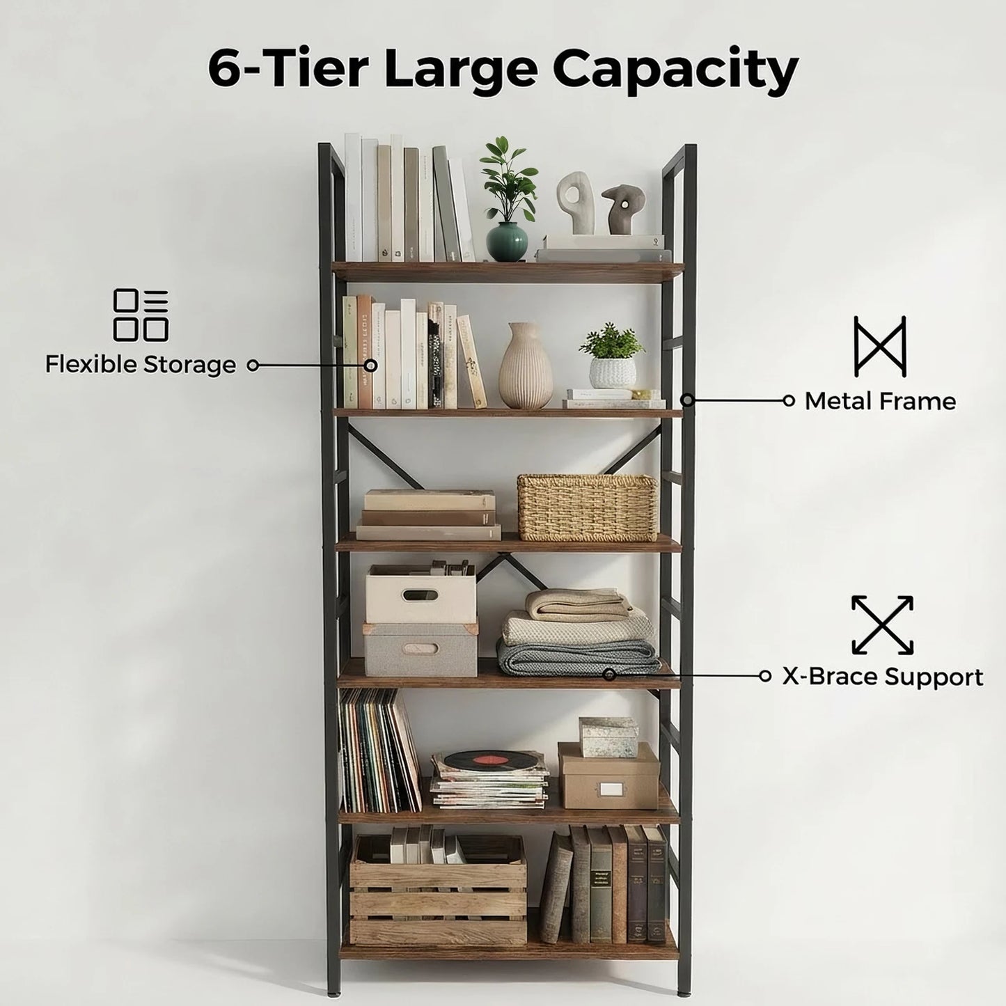 Modern Tall Storage Bookshelf | Multi-Tier Display Case & Corner Organizer