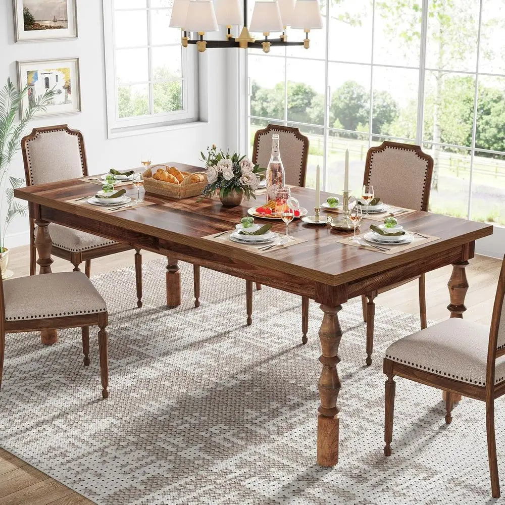 62” Farmhouse Dining Table for 4-6 People