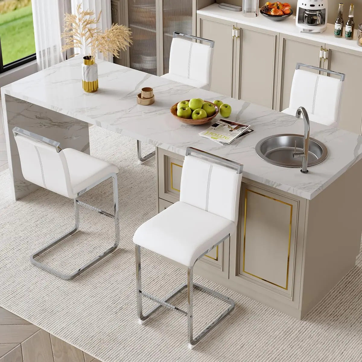 Counter Height Bar Stools Set of 4 - 25'' with Back