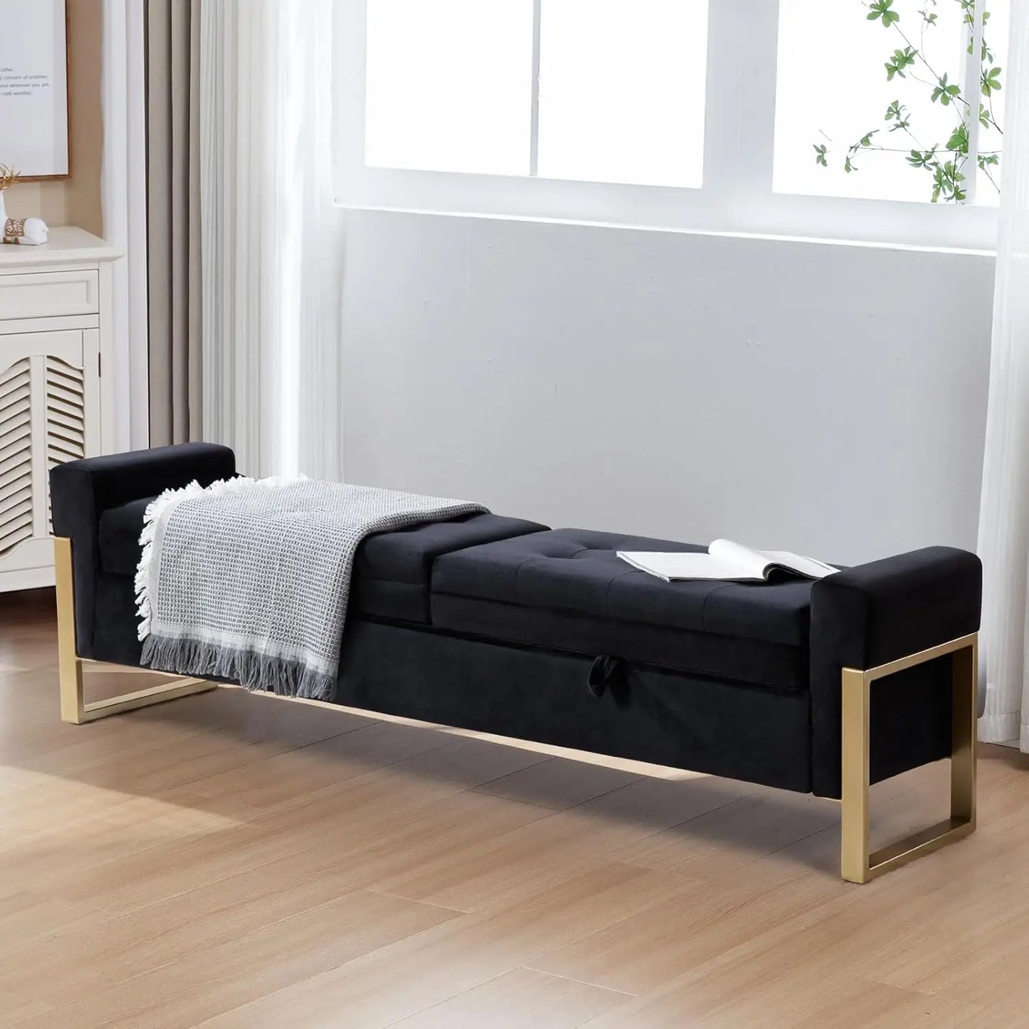 67" Storage Bench, Double Lids Storage