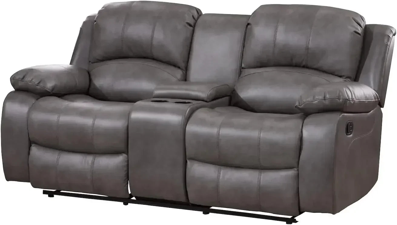 2PC Leather Reclining Sofa and Loveseat Set
