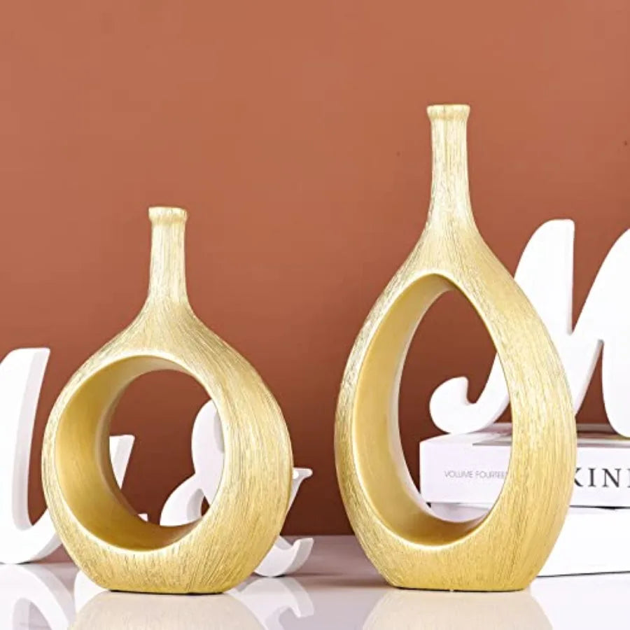Ceramic Vase Set of 2 Hollow Circle