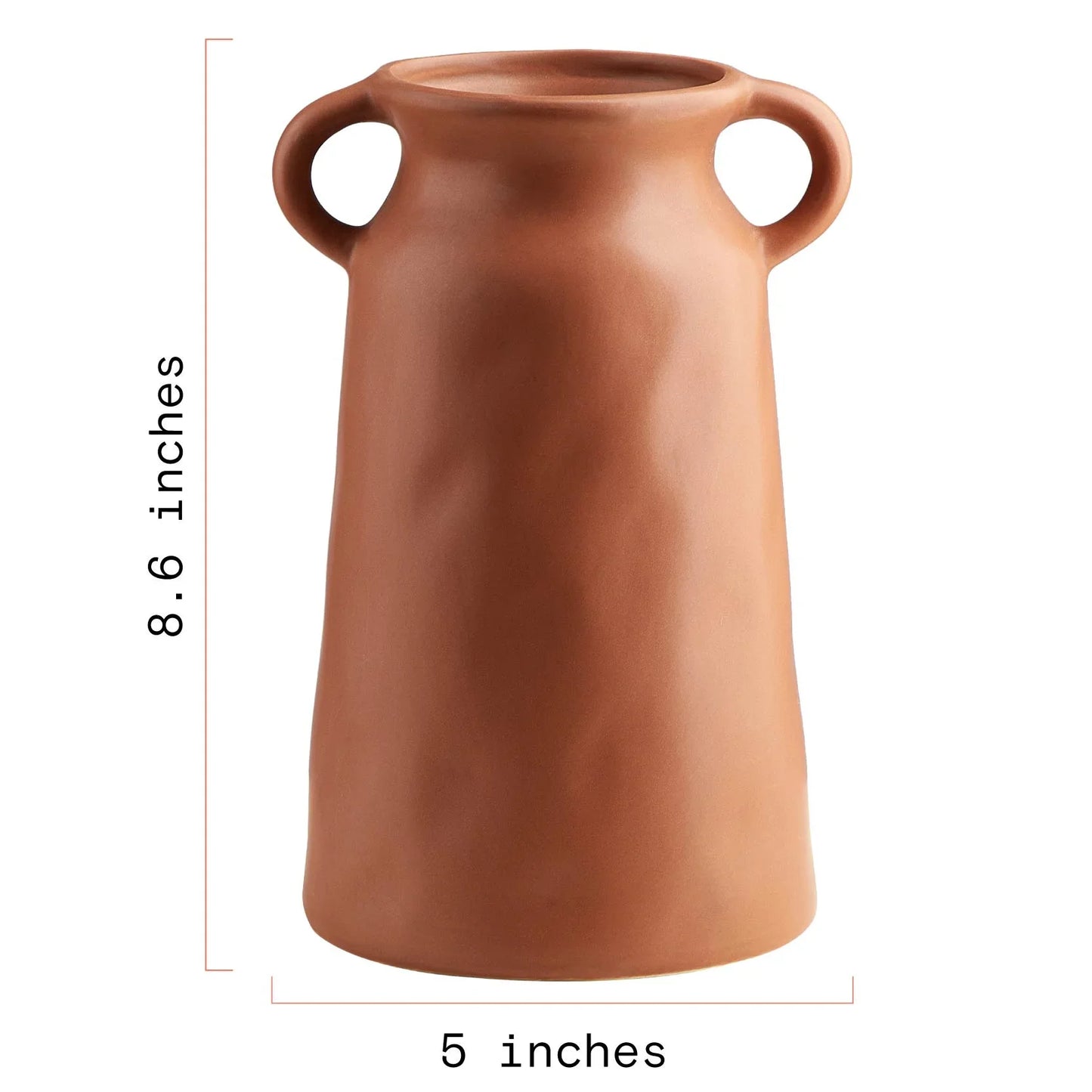 8.66" Terracotta Ceramic Vase – Rustic Farmhouse Decorative Flower Vase for Home, Bedroom, Living Room & Table Centerpieces