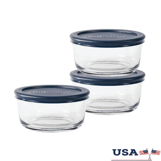 Glass Storage Containers Set of 3 BPA-Free, Microwave Safe,  Dishwasher Safe, Stackable
