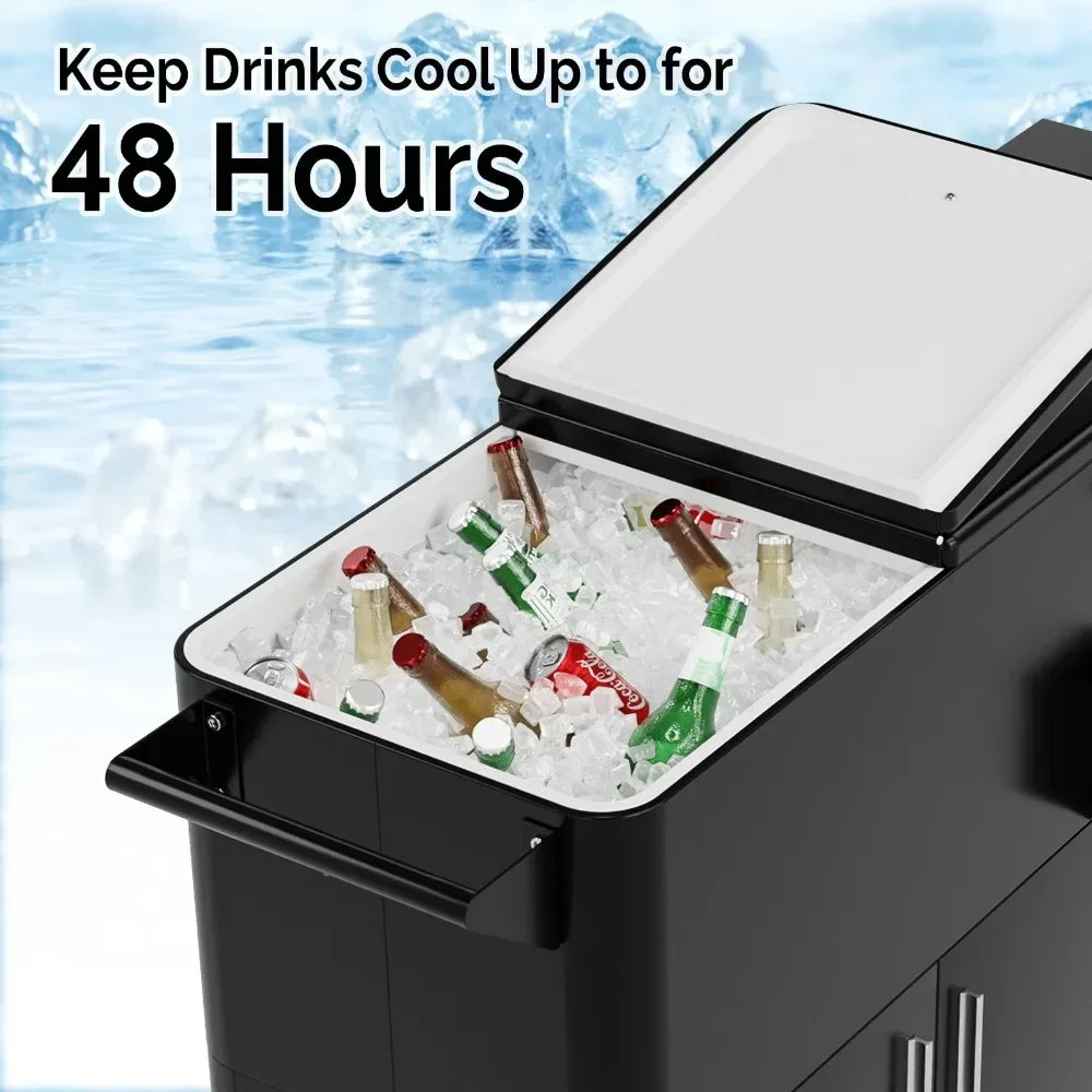 80QT Rolling Patio Cooler – Outdoor Party & Picnic Ice Chest Cart with Wheels