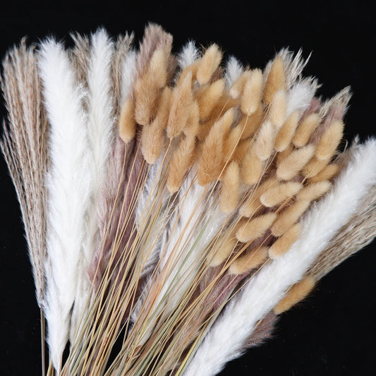 Dried Pampas Grass Decor 80-110 PCS with Bunny Tails