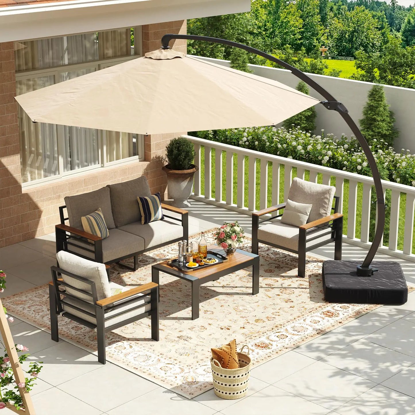 7‑Seat Aluminum Patio Furniture Set – Oversized Outdoor Sectional with Washable Thick Cushions & Coffee Table