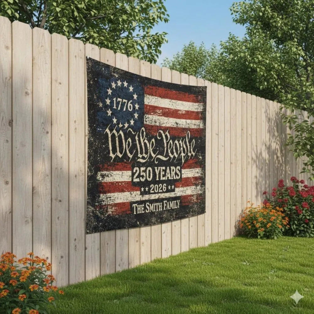USA 250th Anniversary Tapestry Patriotic Independence Day Custom Family Name Wall Decor Backdrop for Home