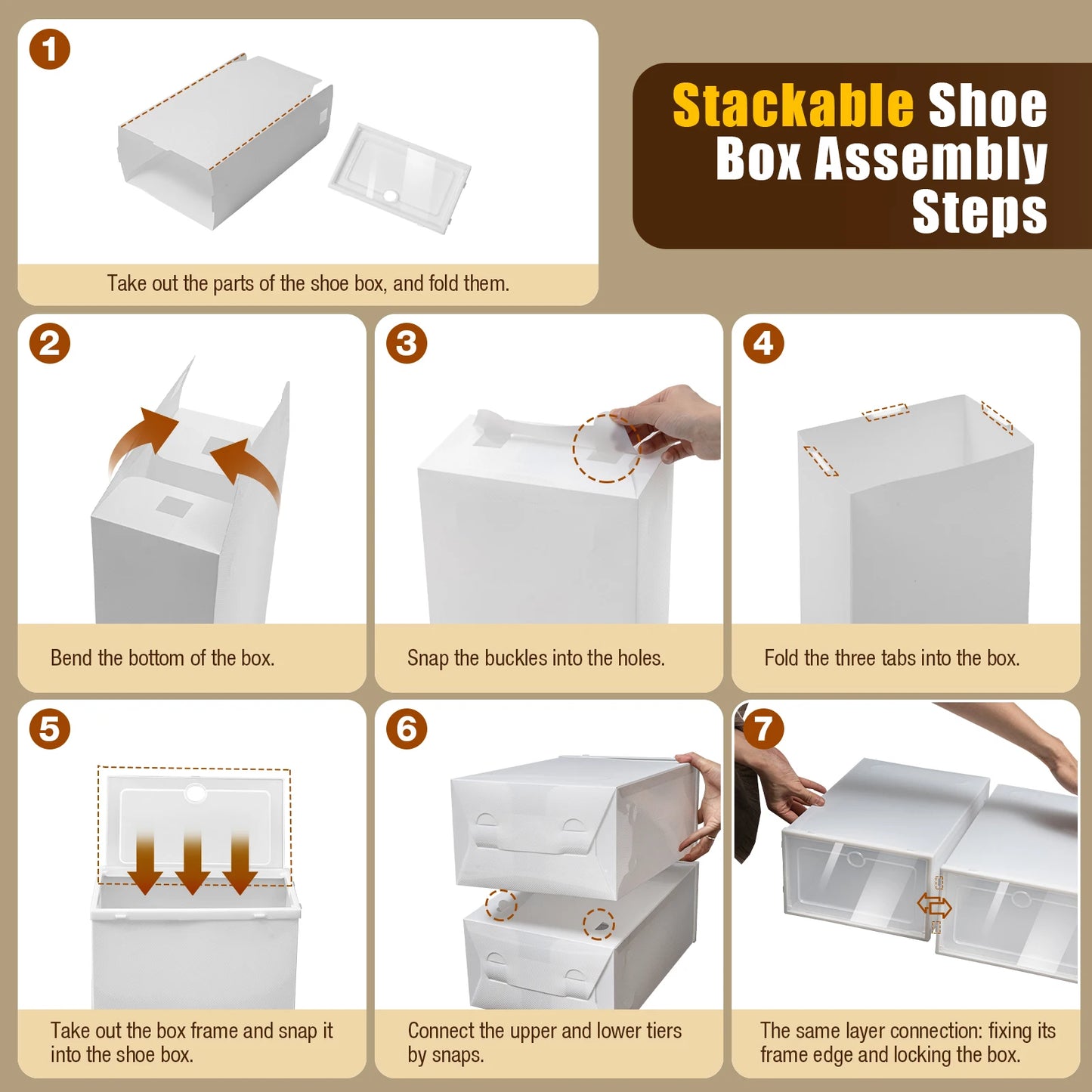 Foldable Flip Shoe Boxes Set (20/24 PCS) – Stackable Clear Plastic Shoe Storage Containers, 13" × 9" × 5.5"