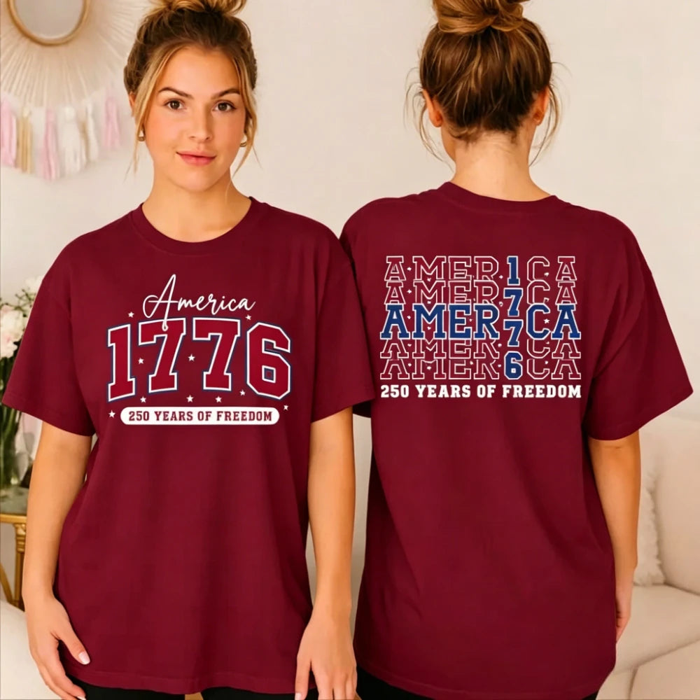America 250 Years of Freedom Shirt 1776 USA 250th Anniversary Tee - Independence Day July 4th Men Women Unisex Fashion Cotton Tops