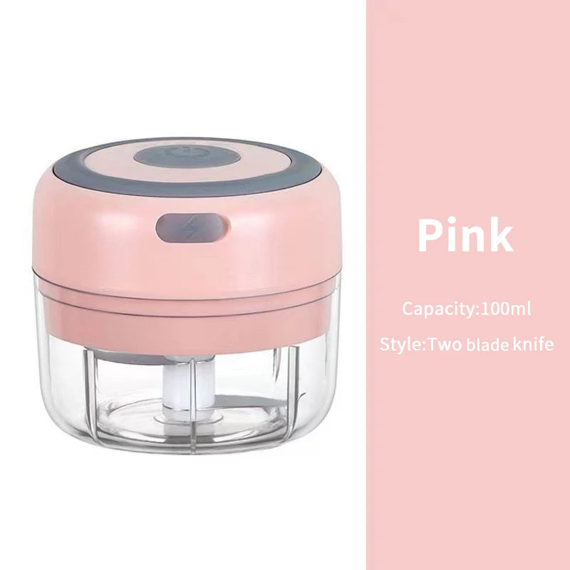 Electric Garlic Chopper (100ML/250ML) – Portable USB Mini Vegetable Grinder & Onion Mixer