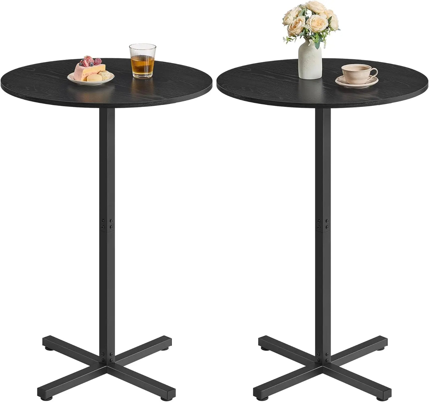 High Top Bar Pub/Cocktail Table Set of 2, Metal Frame