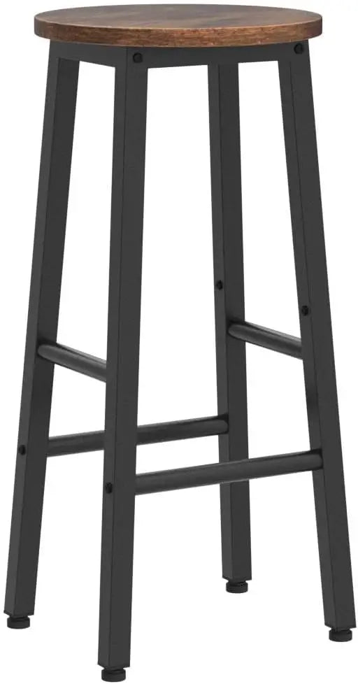 Set of 2 Bar Stools, Counter Height 24.8", Rustic Brown and Black