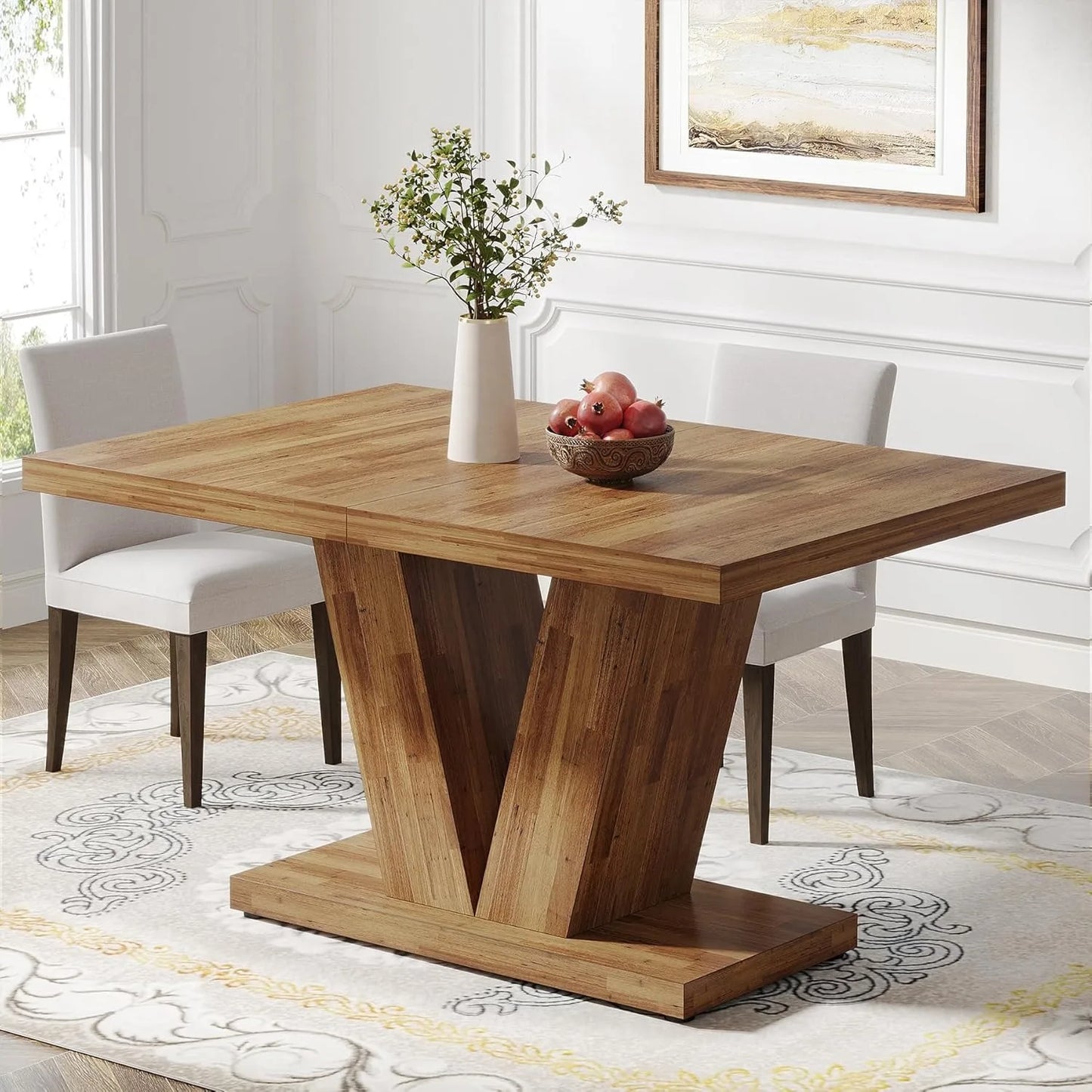 LITTLE TREE 47-Inch Dining Table with Heavy Duty Pedestal