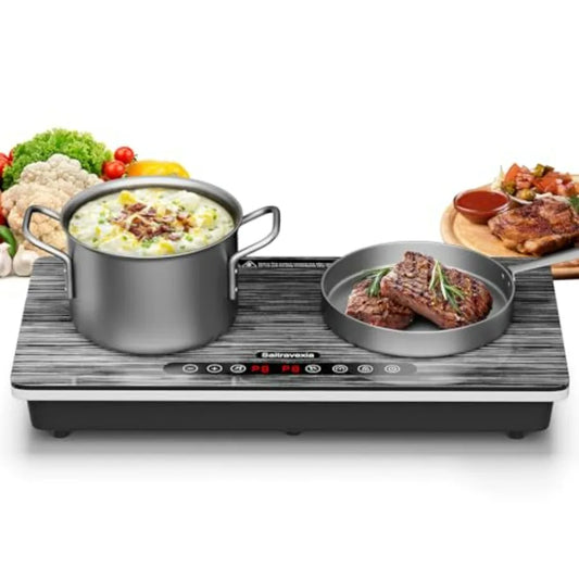 18" Double Induction Cooktop – Portable 2‑Burner Electric Stove with Independent Touch Controls, 1800W