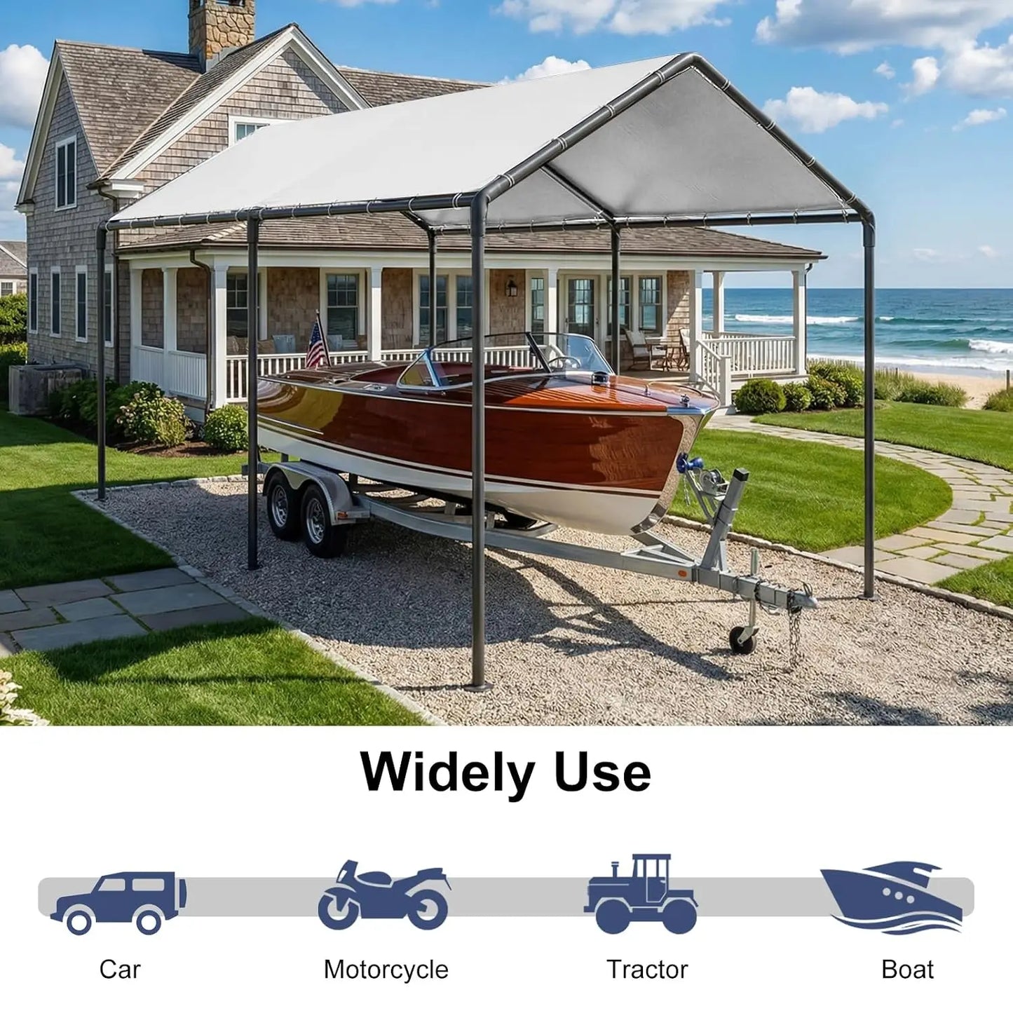 Heavy-Duty Galvanized Carport Canopy – Reinforced Outdoor Party Tent & Portable Garage Shelter (Custom Options Available)