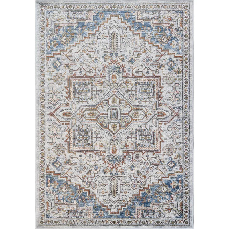 Blue, Ivory and Beige Area Rug