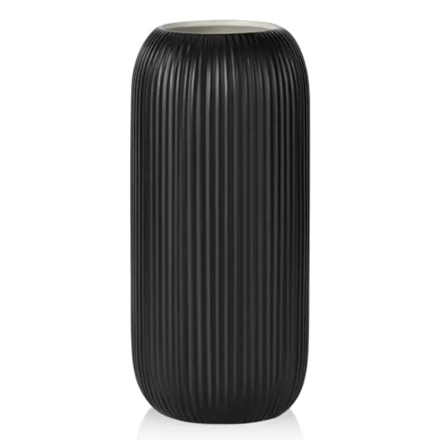 Modern Small Ribbed Ceramic Vase – Textured Decorative Flower Vase for Home Décor & Coffee Table Styling
