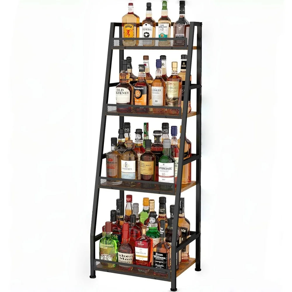 4‑Tier Trapezoid Liquor Stand – Tiered Bottle Display Shelf for Home Bar