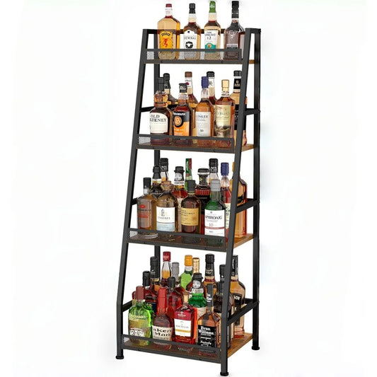 4‑Tier Trapezoid Liquor Stand – Tiered Bottle Display Shelf for Home Bar