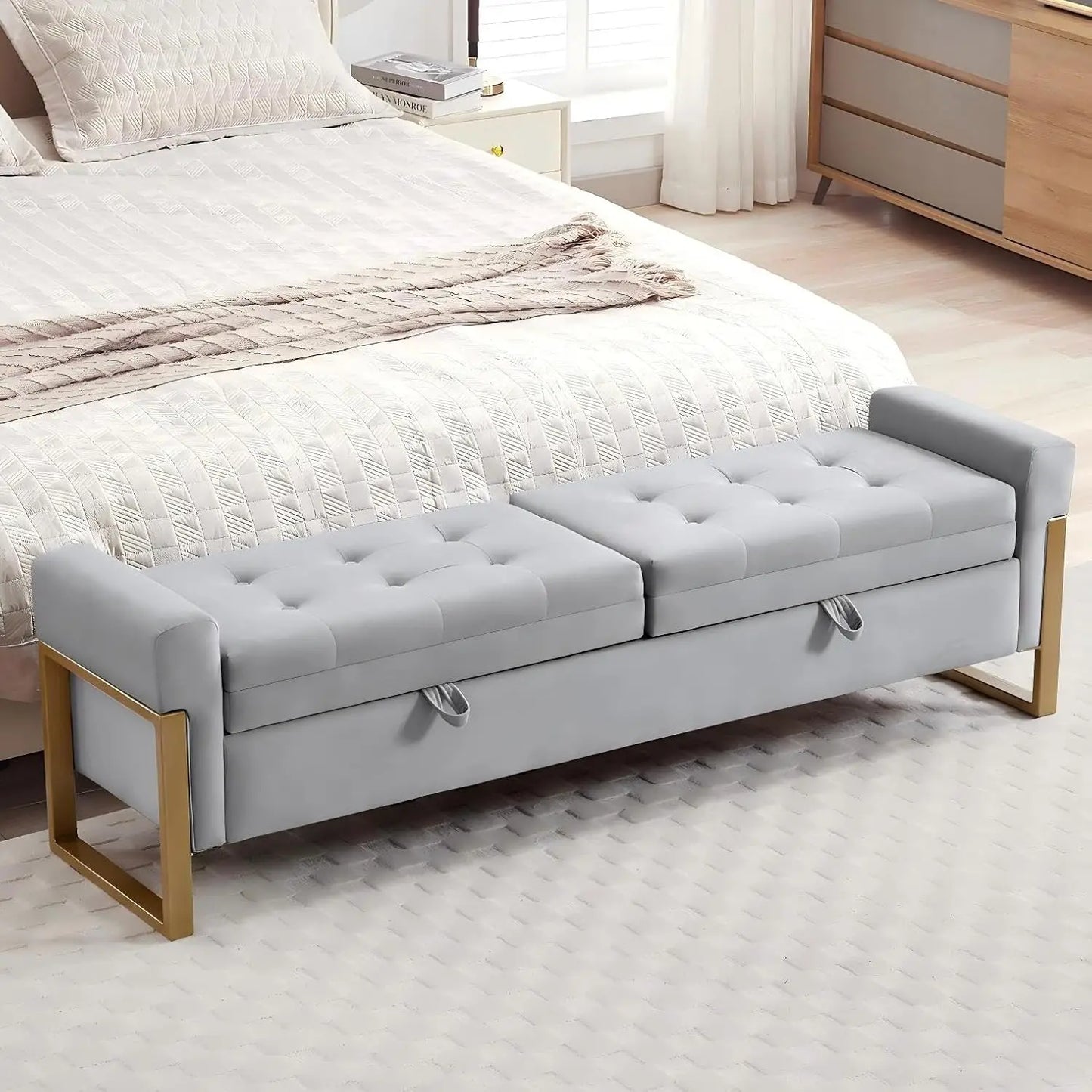 67" Storage Bench, Double Lids Storage