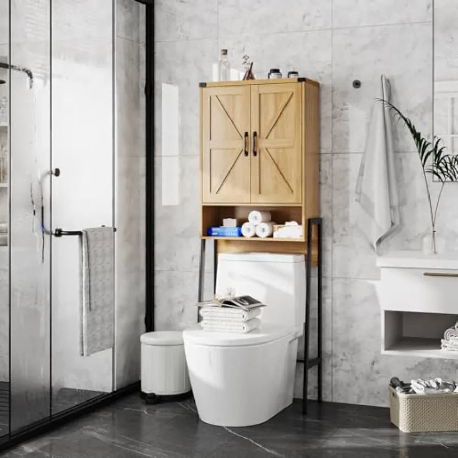 Over The Toilet Storage Cabinet with 2-Door with Anti-Tip