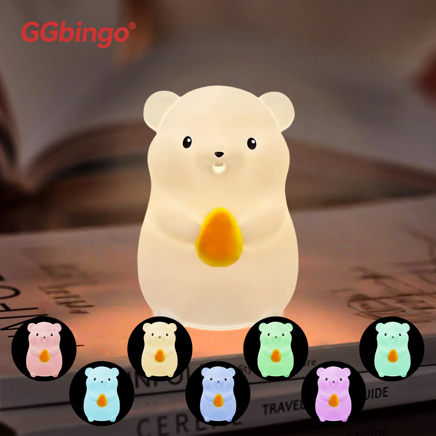 Pear Night Light 7-Colors, Dimmable Touch-Controlled, Silicone, USB Rechargeable